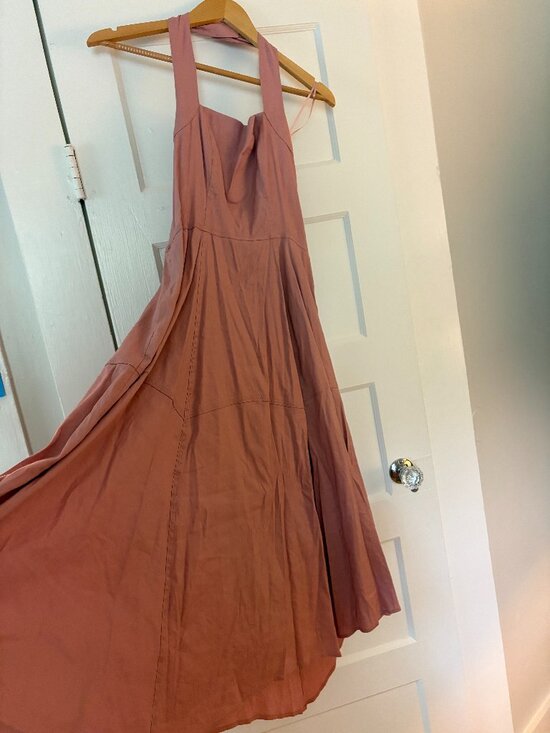 Anthropologie Dresses & Skirts - Anthropologie Pink Linen Halter Dress Size XXS